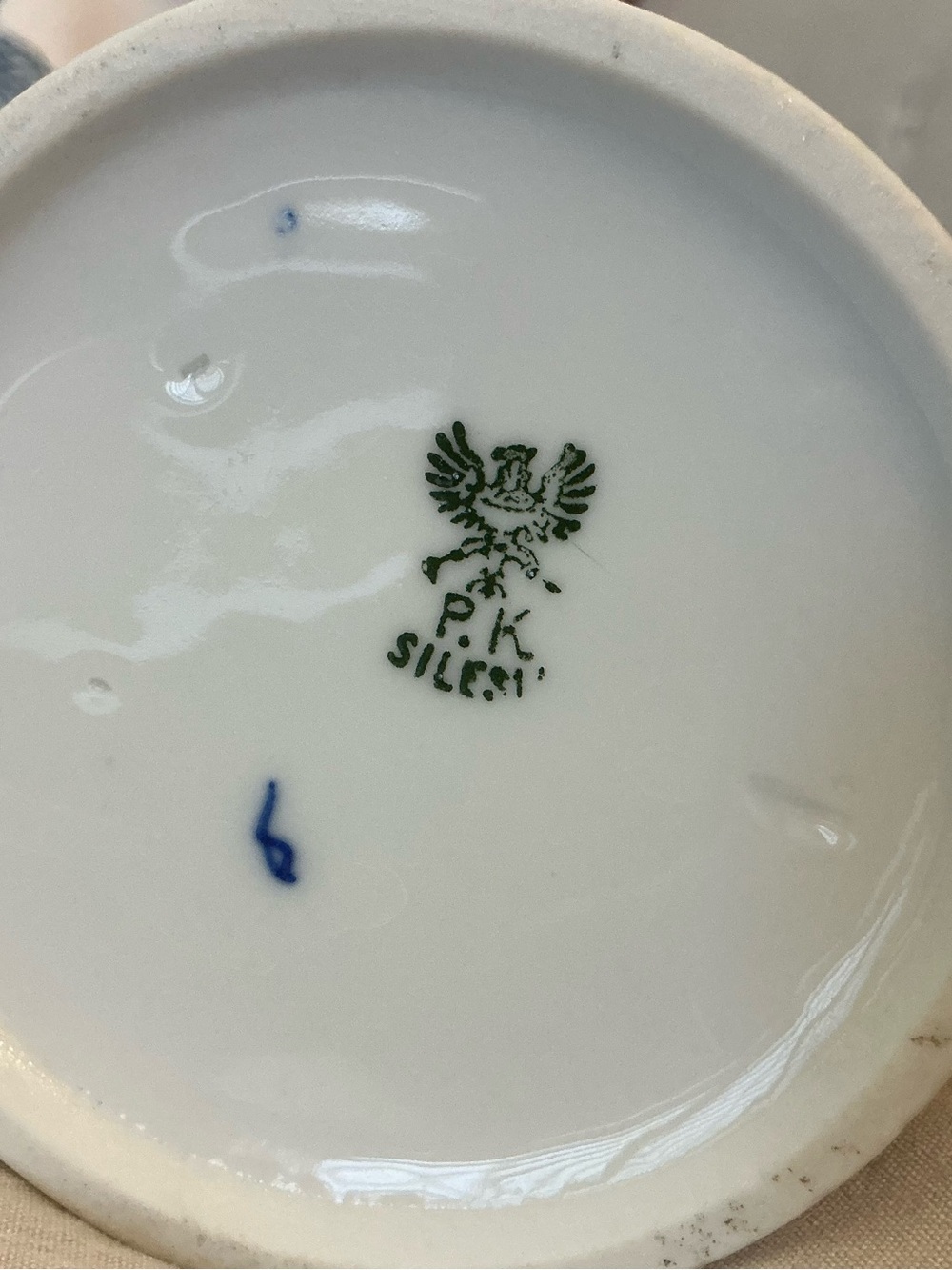 PK Silesia Antique Porcelain Teapot Blue and White Strawflower Pattern. - Picture 8 of 8
